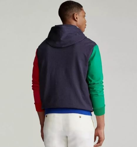 POLO RALPH LAUREN Men's Sweater Large Pullover Hoodie Colorblock (Large, Navy)4
