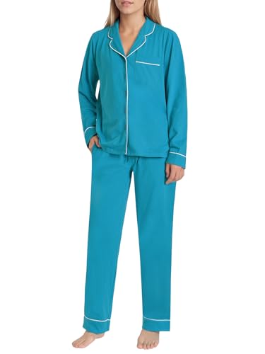Pintage Women's Petite Cotton Pajama Set Petite Length Pjs S Teal