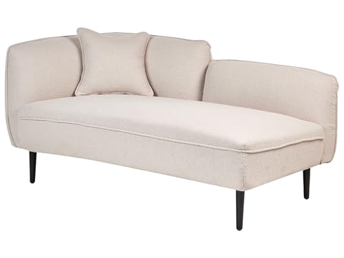 Beliani Méridienne Angle Gauche avec Coussins en Polyester Bouclé Beige Clair Chevannes