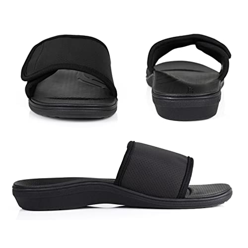 PowerStep Archwear, Mens Orthotic Sandals, Neutral Arch Support, Slide On Sandal, Plantar Fasciitis Relief, Men's Orthotic Slip On Sandal, Casual Slide Sandal, Non Slip, Adjustable Strap, Black, 132
