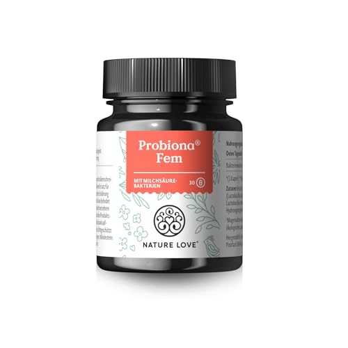NATURE LOVE® Probiona Fem - Milchsäurebakterien für Frauen Intimflora - Mit 5 Milchsäure Kulturen: Lactobacillus Rhamnosus, Acidophilus, Crispatus Casei, Fermentum - 30 Kapseln - vegan & laborgeprüft