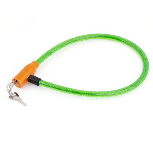 Aexit Orange Green Bike Locks Plastic Coated Steel Wire Bicycle Cable Lock 64cm Long U-Locks w Keys