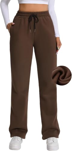 Rolcoassuns Damen Jogginghose mit Fleece Futter, Winter Jogginghose mit Thermo Fleece Futter und Taschen Warmer Dicker Trainingsanzug für Freizeit, Fitnessstudio und Joggen