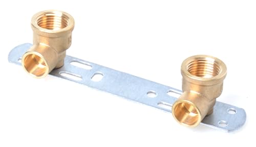Aqbau® Montageeinheit, Montageplatte, Wandscheibe Für Badezimmerarmaturen, Wasser Trinkwasser Messing Metall, Montageplatte wasseranschluss 1/2 x 15mm\ Abstandsmaß von 100 mm