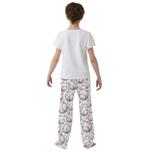 ZZXXB Baseball Boys Long Pants Soft Trousers Elastic Waist Kids Lounge Bottoms with Pockets S-XL3