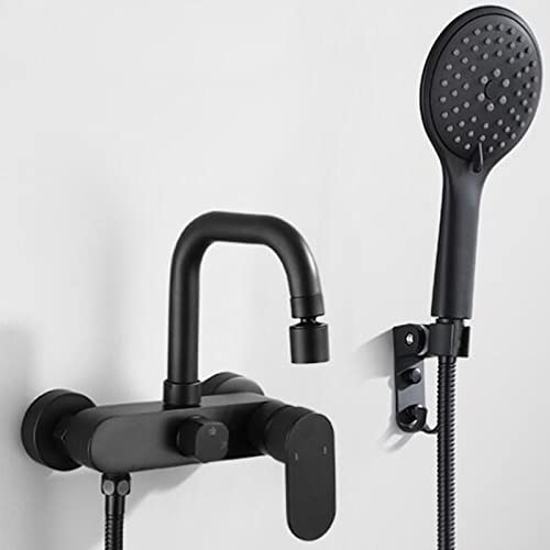 Mitigeur de baignoire noir double commande robinetterie de salle de bain laiton