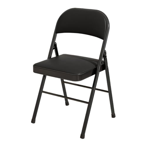 Silla plegable portátil con respaldo y respaldo acolchados, silla de oficina y comedor de metal para cocina y dormitorio, diseño negro