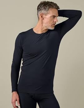 LAPASA Heren Thermo-ondergoed Top Licht/Middel/Zwaargewicht Fleece Gevoerd Warm Lange Mouwen Ronde Hals T-shirt M09/M55/M26, L