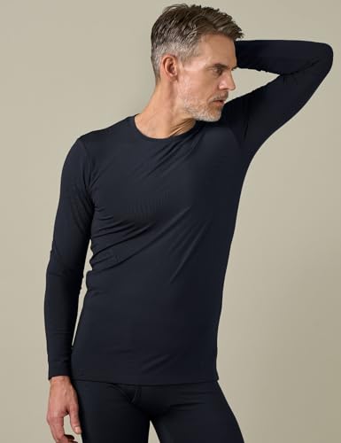 LAPASA Haut Thermique Homme Maillot de Corps à Manches Longues sous-Vêtements Chauds Automne/Hiver M09 Bleu Marine (2 Hauts) L – vue 3
