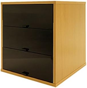 Amazon Co Jp キューブボックスa 3段黒引き出しタイプ ナチュラル カラーボックス 引き出し 鏡面 Cba Tryb ホーム キッチン