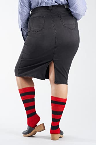 Slink - Premium Women's Plus Size Stretch Denim Skirt (Dark Grey)4