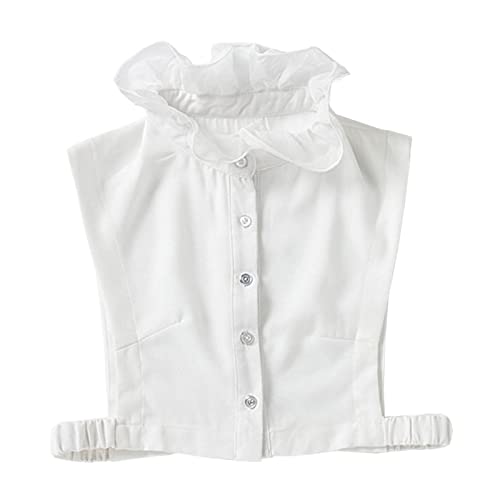 NiceYnn Damenbluse mit abnehmbaren Rüschen, Stehkragen, falsches Halbluse, Dickey-Kragen, viktorianischer Kragen, Stehkragen, Oberteil für Pullover, Kragenloses Kleid, Weißer Organza #B, One size