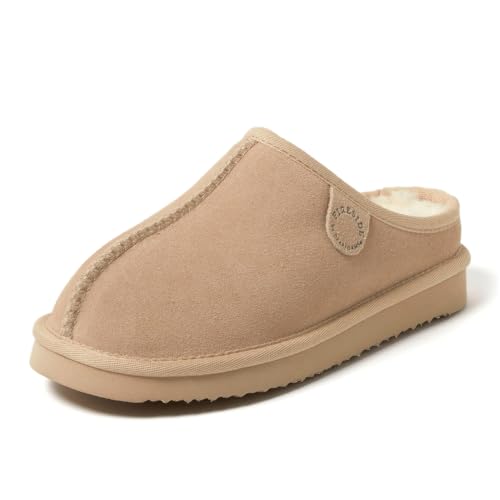 Image of Fireside by Dearfoams Women's Greta Genuine Shearling Clog Slippers, 100% Natural Suede Clogs for Outdoor & Indoor