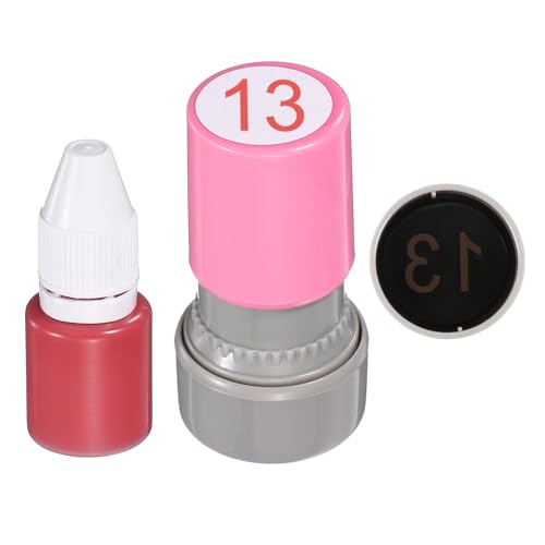 PATIKIL Sellos numéricos autoentintables de 20 mm, 13 sellos digitales con recambio de tinta roja para cuadernos, álbumes de recortes, manualidades, marcado de precios, matemáticas, aprendizaje de