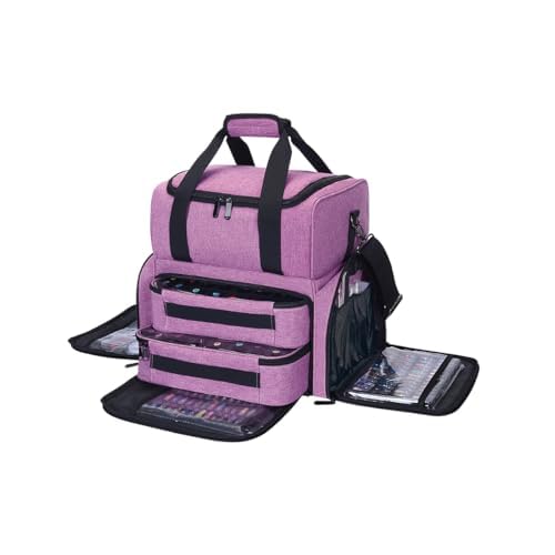 nail polish organizer holds 80 bottles & nail art lamp, portable large capacity storage with 2 removable storage bags suitable for manicurists and manicure enthusiasts(purple) purple one size fits most