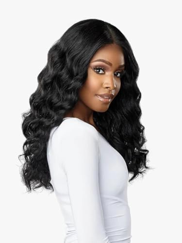 Sensationnel Butta Lace Hhm Wigs - Deep Wave 20 Inch Human Hair Blend Extra Wide 5 Inch Parting Preplucked Hairline Glueless Lacefront (BALAYAGECARAMEL)