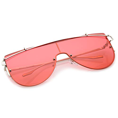 zeroUV Futuristic Rimless Metal Crossbar Colored Mono Lens Shield Sunglasses 62mm4