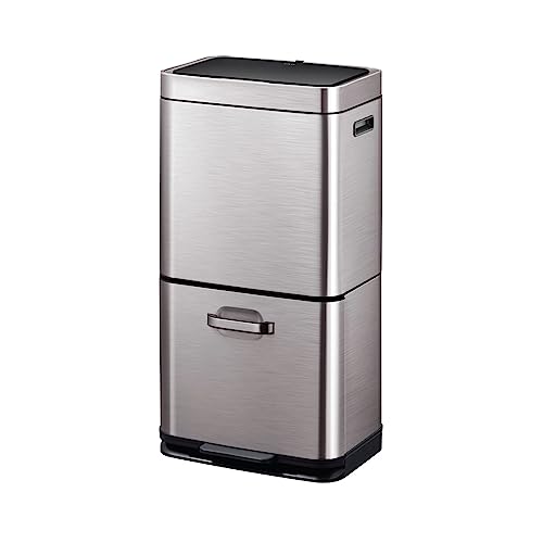 EKO - Himalaya Sensor Recycling Bin - Dual Compartment Design - Perfect for Kitchen & Home, Stainless Steel, 35 + 25 Litre