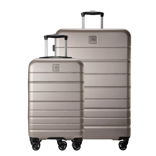 Skyway Epic 2.0 Hardside Lightweight and Durable ABS Shell Luggage, Spacious with 4-Wheel Spinners, Comfort Grip with Telescoping Handle, Men and Women, Bone, 2-Piece Set (20,28)