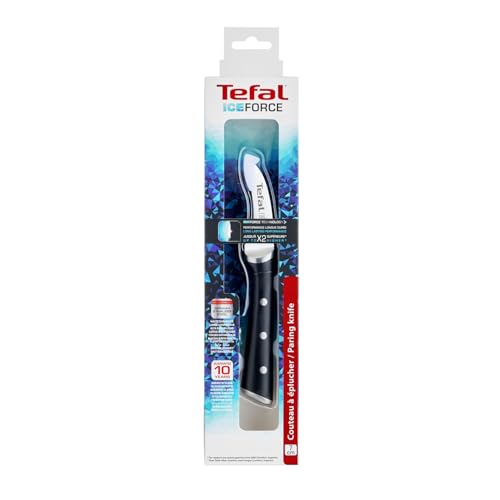 Foto von Tefal Ice Force rundes Schälmesser, 7 cm Klinge, Korrosionsschutz, Handschutz, Edelstahl/Schwarz, K23212