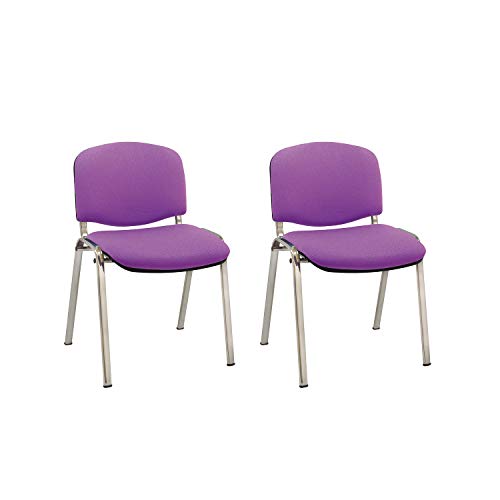 Centrosilla Silla confidente ISO apilable Confortable Acolchado mas Grueso Ideal para Salas Espera, reuniones, conferencias, Silla tapizada en Morado con Patas Acero Cromado (Pack 2 Unidades)