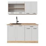 Vicco Cucina monoblocco R-Line, Casa di campagna bianca/quercia dorata, 140 cm, PL Rovere...