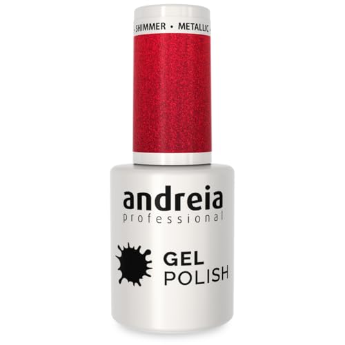 Andreia Vernis à Ongles Gel Semi-Permanent Couleur 256 Rouge - Nuances de Métallique Rose et Rouge - 10 ml