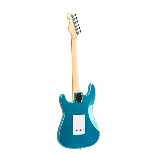 Image of STA 39-Inch Full-Size 6-String Electric Guitar for Beginners & Intermediate (Blue) | SSS Single Coil Pickup | Basswood Body, Rosewood Neck & Fretboard | Standard Tremolo Bridge with Whammy Bar