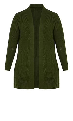 Image of Avenue Women's Plus Size Boyfriend Rib Knit Open Front Cardigan