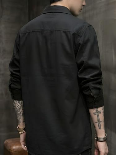 Image of SMOWKLY Men's Casual Shirt Jacket for Men | Lightweight 100% Cotton Overshirt | Full Sleeve Utility Shacket with Pockets | Stylish for Everyday Wear | Full Sleeve Button Down Shirt