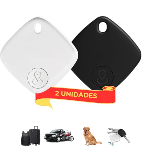 Kit 2 Rastreadores Bluetooth Compativel com iPhone IOS (App Buscar) Mochila Mala Pet Carro Chaves Alarme Sonoro Alcance Global GPS Localizador Premium