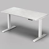 山善(YAMAZEN) 昇降デスク 電動 電動昇降デスク 一枚板 昇降式 スタンディングデスク 上下昇降 pc オフィスデスク テレワーク メモリー機能 衝突検知 140×70×71-117cm 耐荷重80kg 組立品 ストーンライトグレー／マットホワイト ELD-FS(MWH)/T1400(SLGY)