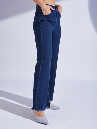 Image of Miss Chase Women's Wide-Leg High-Rise Regular-Length Stretchable Shaping Denim Jeans