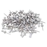 Push Pins, Steel Aluminum Head Push Pins - Sharp steel point - Silver, 3/8” Long – Box of 100