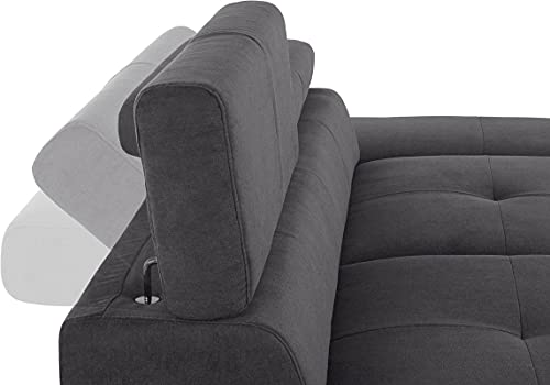 Fabrique 2 Seater Sofa Set for Living Room Modern Multi-Angle Adjustable Headrest and Hand Rest - 4 Year Warranty - Premium Comfortable Suede Fabric Dark Grey Two Seater Sofa for Living Room