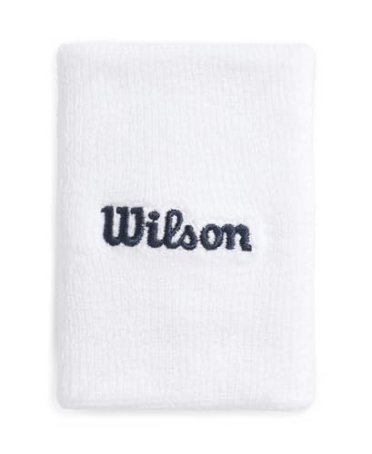 Wilson Muñequera Ancha Terry, Hecha con Tejido de Alta Elasticidad, con Control de Humedad, Comodidad Sin Distracciones, Color: Blanco, Talla: Talla Única