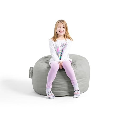 Image of Big Joe Fuf 2.5Ft Foam Kids Bean Bag Chair, Ages 3+, Gray Plush | Premium Shredded Foam Filled, Plush, Safe for Kids Ages 3 and Up, Supports Up to 200 lbs