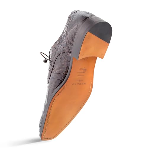 Image of Mezlan Anderson Crocodile Lace Up - Men's Genuine Crocodile Plain Toe Blucher with Memory Foam Insole - Handmade in Spain
