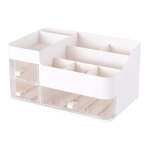 FOMIYES 化粧品収納ボックス 卓上雑貨ホルダー 香水オーガナイザー 収納引き出し 口紅ブラシホルダー 化粧オーガナイザー引き出し収納 化粧オーガナイザーカウンタートップ プラスチック 白い