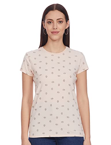 Image of Enamor Short Sleeve Crew Neck Regular Length Pull On Basic Crew T-Shirt for Women - Slim Fit, Soft and Breathable Stretch Cotton - E247