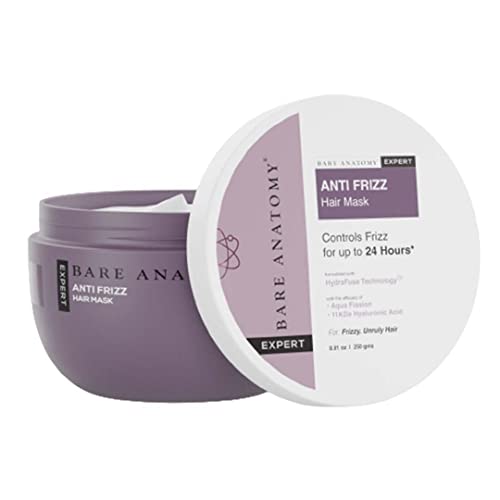 Bare Anatomy Anti Frizz Hair Mask | 250ml | Powered By Hyaluronic Acid & Fatty Acids | For Deep Conditioned & Frizz Free Hair | Sulphate & Paraben Free | Women & Men