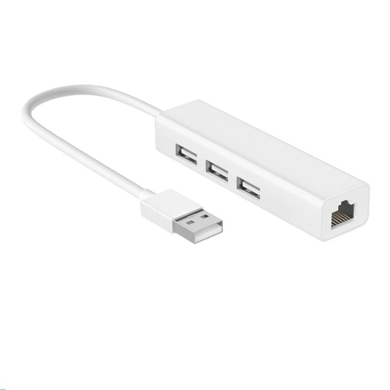 USB 2.0 Ethernet Adapter, 3-Port USB 2.0 Hub Adapter with Gigabit 1000/M RJ45 USB LAN Mac and PC.