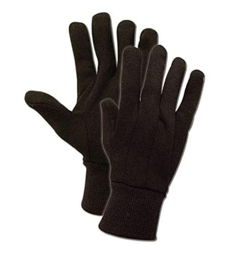 MAGID T91 JerseyMaster T91 7 oz. Jersey Gloves with Knit Wrist Cuff, Ramie Blend, Men's (Fits Large), Brown (12 Pairs)