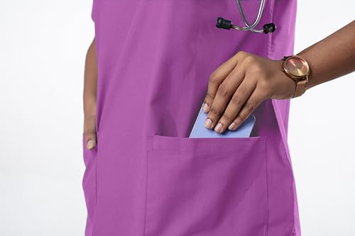 Image of Uniform Craft Women's 4 Pocket Scrub Suit Set | Medical Uniform | Cross V-Neck Poly Cotton | Short Sleeve Hospital Wear | Ideal for Doctors & Nurses (Lilac, 2XL)