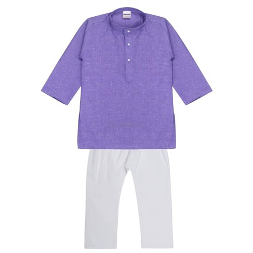 Image of superminis Baby Boys Cotton Solid Ethnic Wear Kurta Pyjama Set With Wooden Button