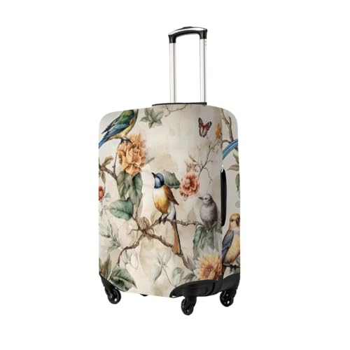 Retro Bird Flower Stretchable Luggage Covers for Suitcase TSA Approved, Dust Proof and Scratch Resistant Travel Luggage Protector for Carry On (18-21 in)2