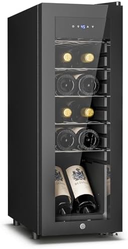 12 Bottle Wine Cooler Refrigerator - Small Wine Fridge for Red, W...