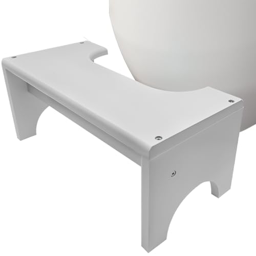 Toilet Stool Squat Adult, Wood Poop Stool for Bathroom Adults, Portable Toilet Potty Stool for Adults (New White)