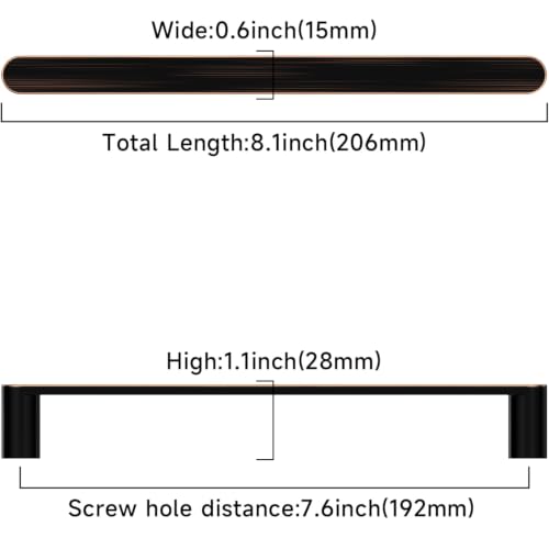Image of Asidrama 10 Pack 7.5 Inch(192mm) Oil Rubbed Bronze Kitchen Cabinet Handles, Cabinet Pulls Kitchen Cabinet Hardware Cupboard Handles Drawer Pulls 3644