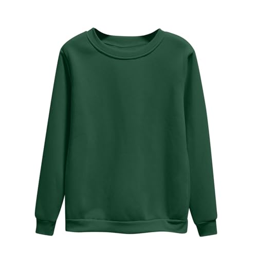 Crewneck Sweatshirts Women Long Sleeve Solid Color Casual Lightweight Fleece Pullover Soft Fall Fashion Hoodies Green womens sweatshirts crewneck 3X